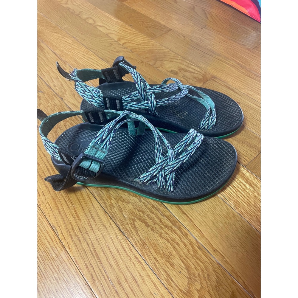 Chaco Kids Z1 Ecotread Sandals Teal Purple Chevron Strappy Size 4 J180005